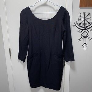 Vintage Little Black Dress 3/4 Sleeve Santa Fe By Jim Tremblay 8 W/Pockets